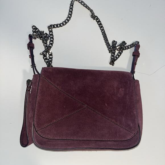 Kenneth Cole Handbags - Kenneth Cole Genuine Leather Suede Crossbody Bag Purple long Copper Chain